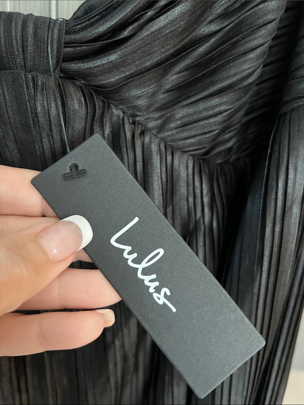 NWT LULUS whimsical beauty plisse strapless maxi dress black XL - Picture 9 of 10